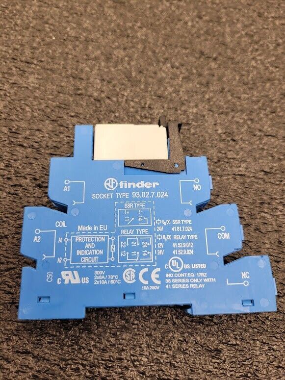 Finder 93.02.7.024 Socket Type Relay 41.52.9.024.0010 8A 250V 24VDC Coil DIN