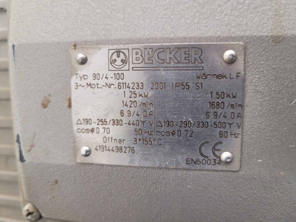 Becker Vacuum Pump 1.5kW 3PH Tested Working w/ prefilter