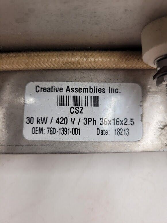 Cincinanati Sub Zero / Creative Assemblies 30kW 420V 3Ph Air Heater 36"x16"x2.5"