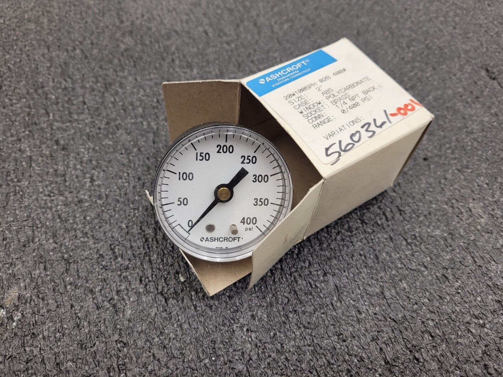 Ashcroft Pressure Gauge 20W1005PH02B400 2" Display 1/4" NPT Back Input 0-400 PSI