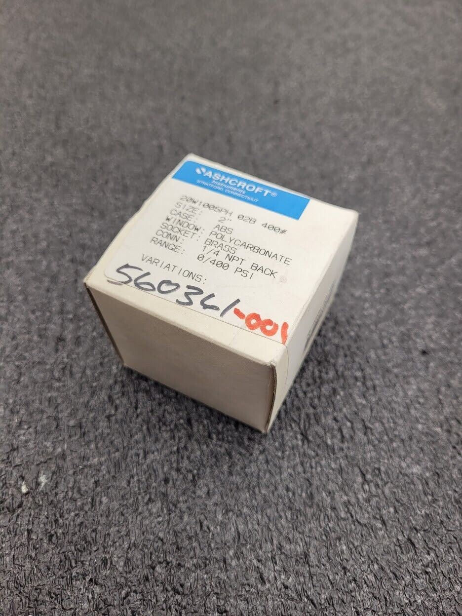 Ashcroft Pressure Gauge 20W1005PH02B400 2" Display 1/4" NPT Back Input 0-400 PSI