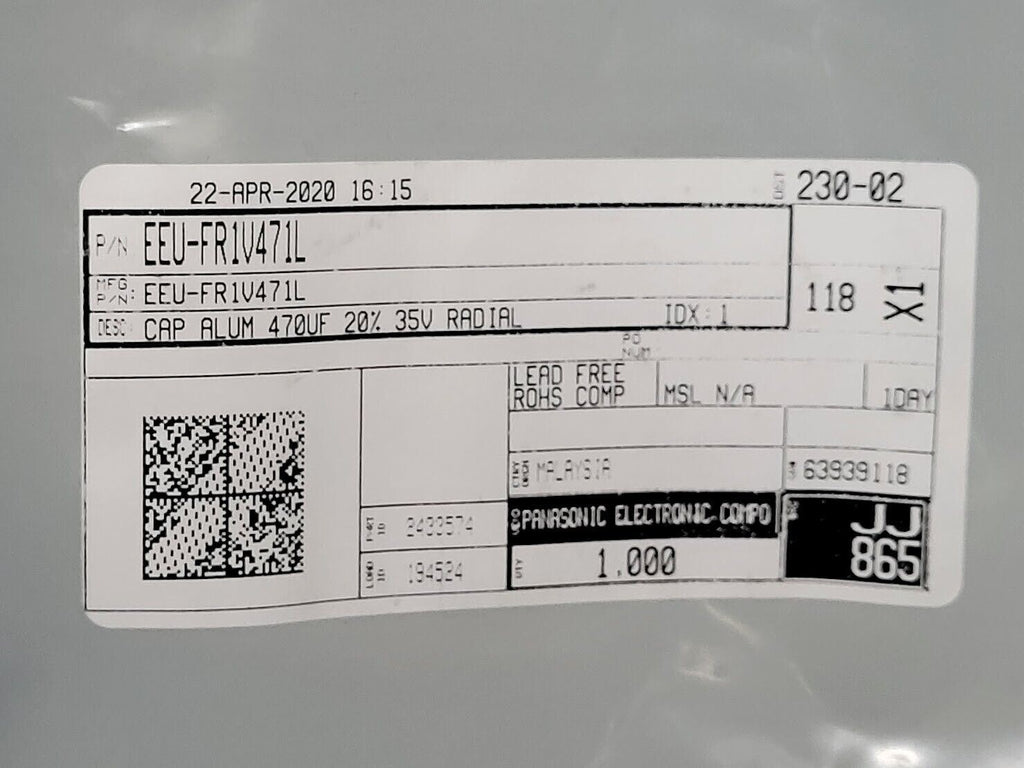 Bag of 200 New Panasonic Capacitor CAP ALUM 470UF 20% 35V RADIAL EEU-FR1V471L