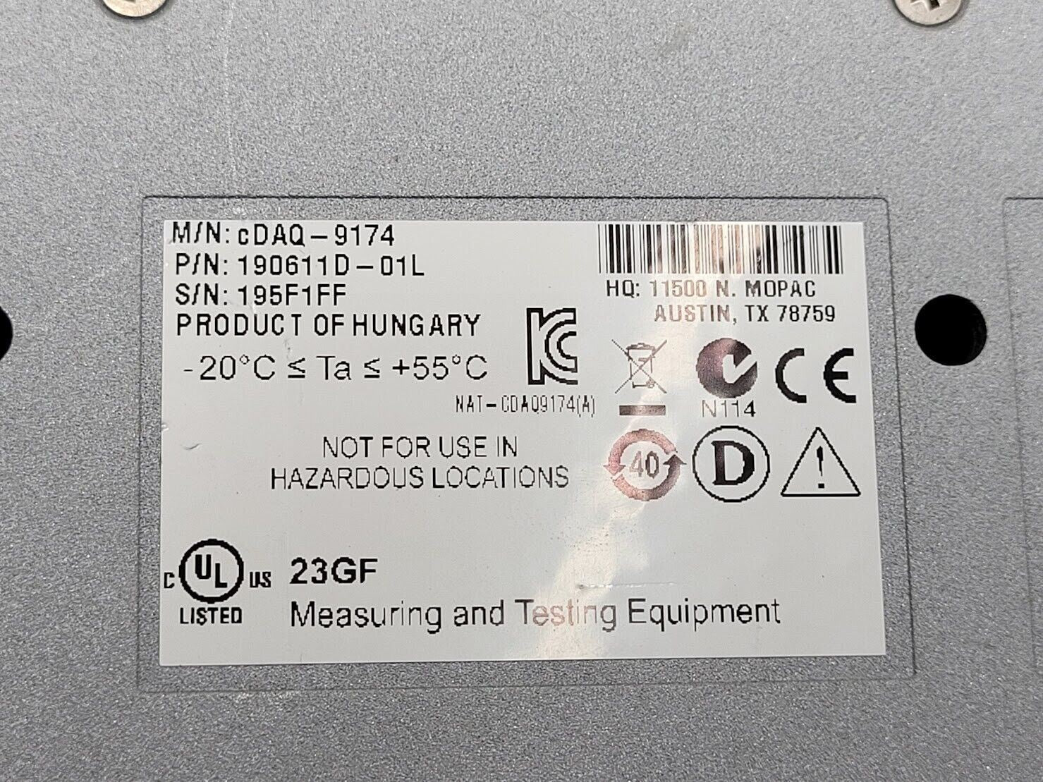 National Instruments NI cDAQ-9174 USB Chassis +1 Blank Tested Working