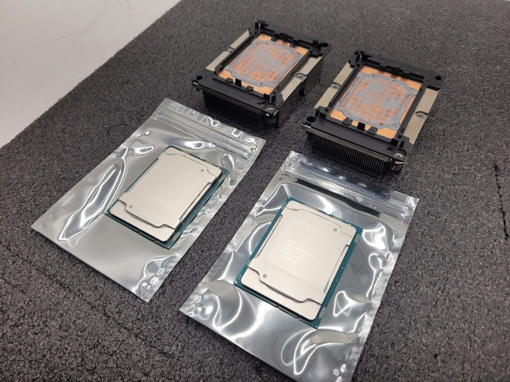 Lot of 2 Intel Xeon Gold CONFIDENTIAL QMXJ 2.2GHz 5120 CPU LGA3647 w/Heatsink