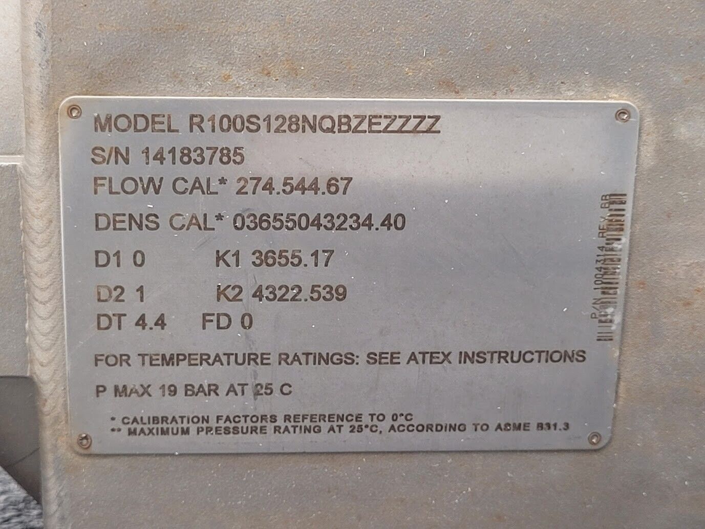 Micro Motion Mass Flow Coriolis Meter Sensor R100S128NQBZEZZZZ +Transmitter 1"