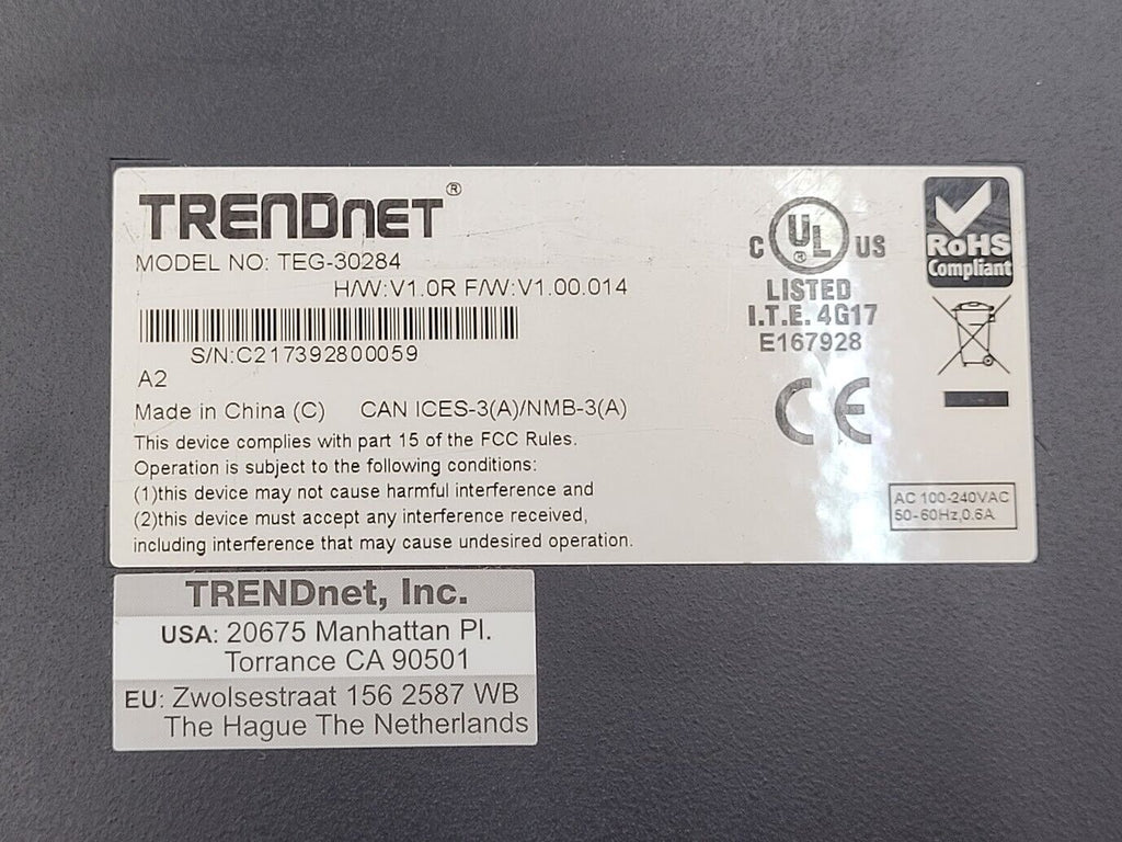 TRENDnet TEG-40128 10G Web Smart Switch 12 Port 8x 10g base T + 4x SFP+