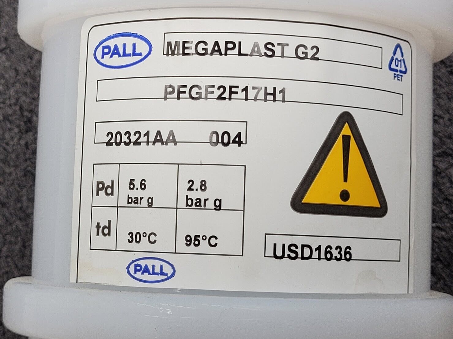 PALL MEGAPLAST G2 PFGF2F17H1 High Purity Fluid Filter Housing