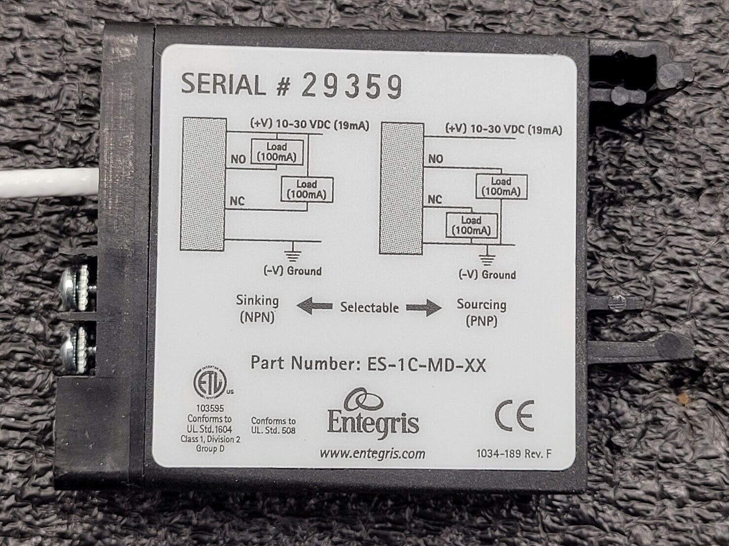 Entegris ES-1C-MD-XX Single Channel Electronic Control Module with Sensor