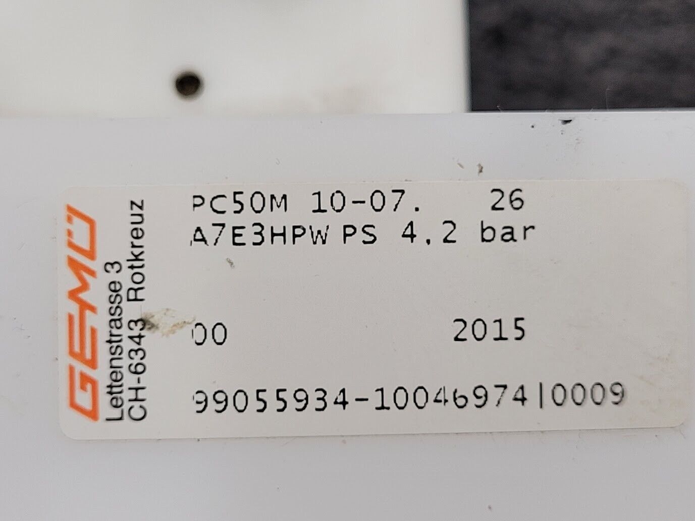 Gemu 7 Valve High Purity Diaphragm Shutoff Manifold Valve PN6 PTFE "C"