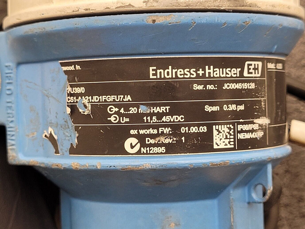 Endress+Hauser PMC51-7U39/0 Cerabar M -6 to 6PSI Pressure Transmitter Unit B