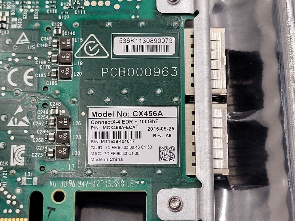 Mellanox ConnectX-4 EDR+ CX456A 100Gb 2xPort QSFP28 Full Height PCI Card