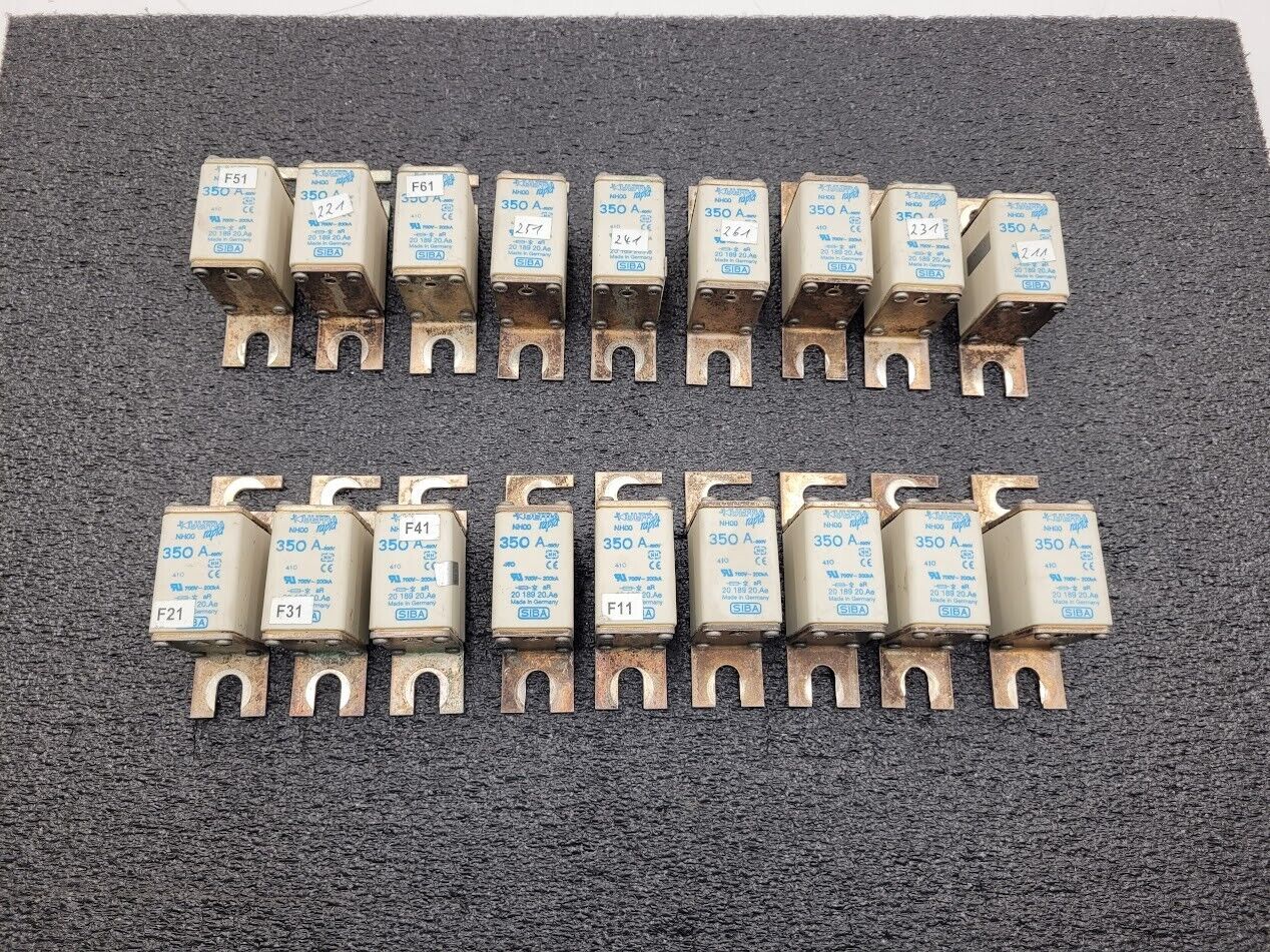 Lot of 18 SIBA Ultra Rapid NH00 VDE 20 189 20.AE 350 Amp Fuse 700V 200kA
