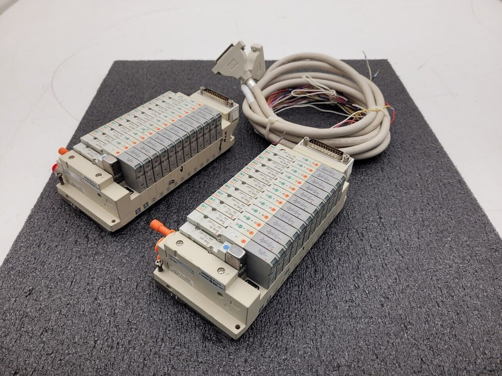 2x SMC Valve Block Solenoid Manifold SV1A00-5FU SV1100-5FU 24VDC 26 Valves Lot C