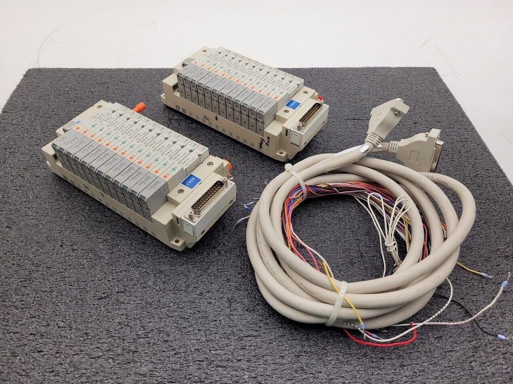 2x SMC Valve Block Solenoid Manifold SV1A00-5FU SV1100-5FU 24VDC 26 Valves Lot C