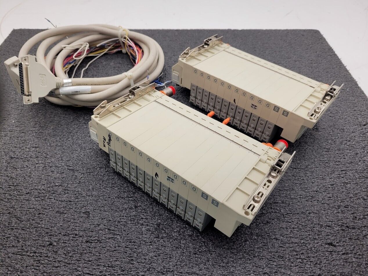 2x SMC Valve Block Solenoid Manifold SV1A00-5FU SV1100-5FU 24VDC 26 Valves Lot C