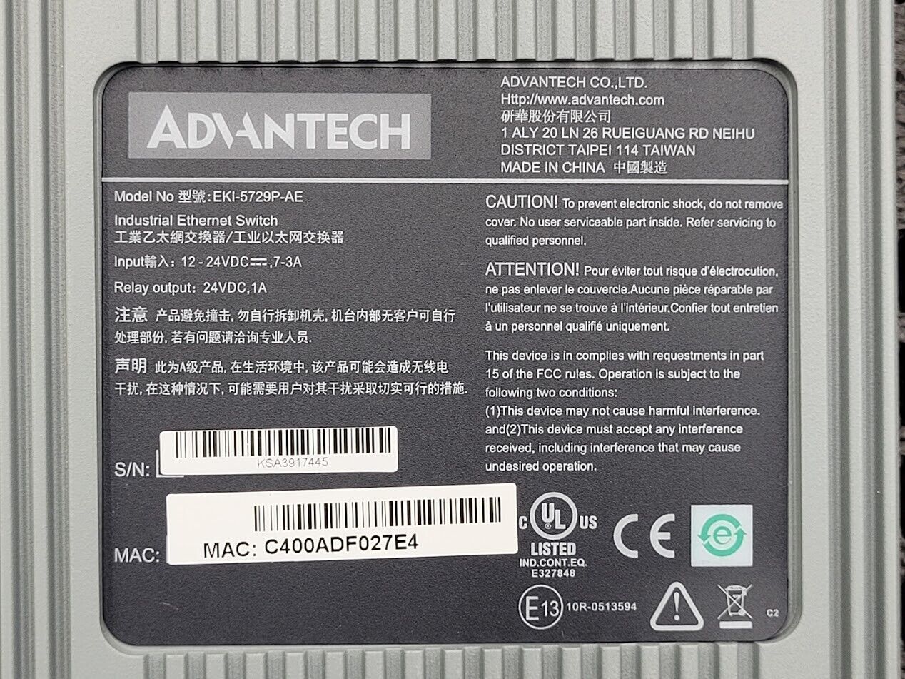 Advantech EKI-5729P-AE 8 GE Ethernet w/ PoE + 2GE Industrial Ethernet Switch