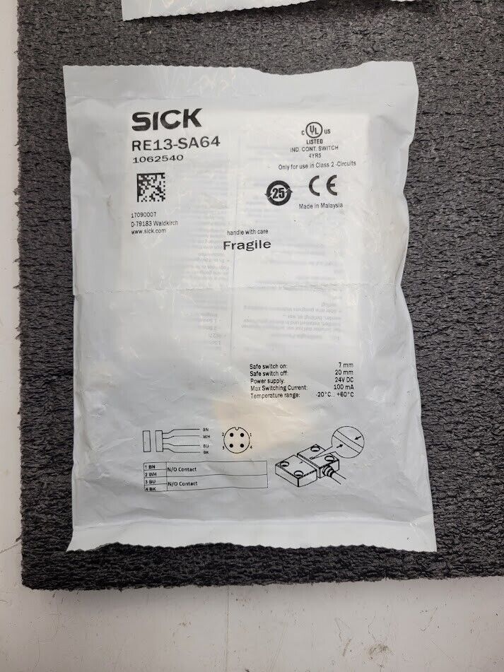 6x Sick RE13-SA64 Magnetic Reed Switch Magnet NO/NC Cable Connector Flange Mount