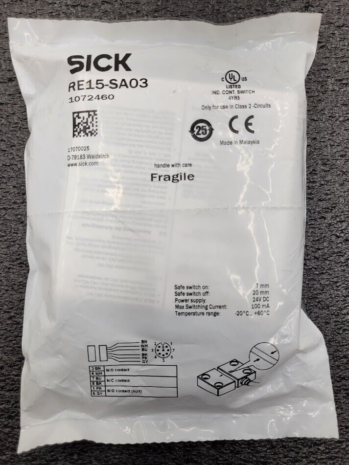 4x Sick RE15-SA03 Magnetic Reed Switch Magnet NO/NC Cable Connector Flange Mount