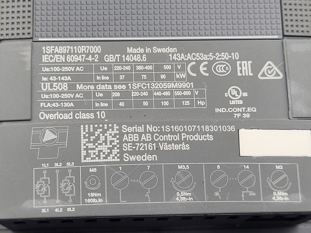 ABB Soft Starter Softstart PSE142-600-70 Motor Drive 208-600VAC 142A Modbus RTU
