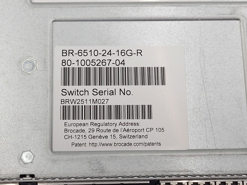 Brocade 6510 24-Port Fiber Switch 6510-24-16G-R 24 ports active w/24 SFP + 2 Pwr