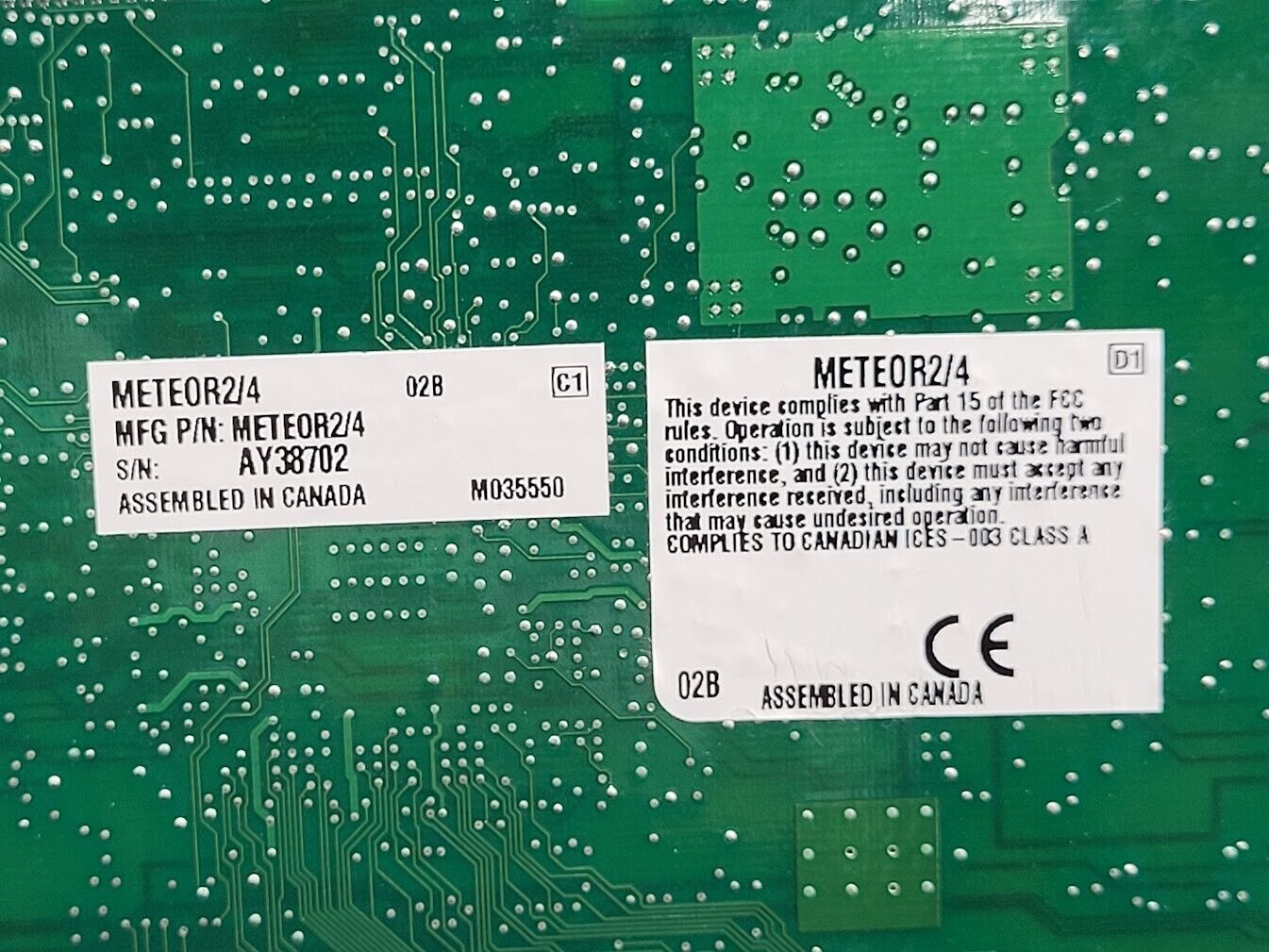 Matrox Meteor-II METEOR2/4 750-0201 Rev. A PCI Frame Grabber Card Working Pull