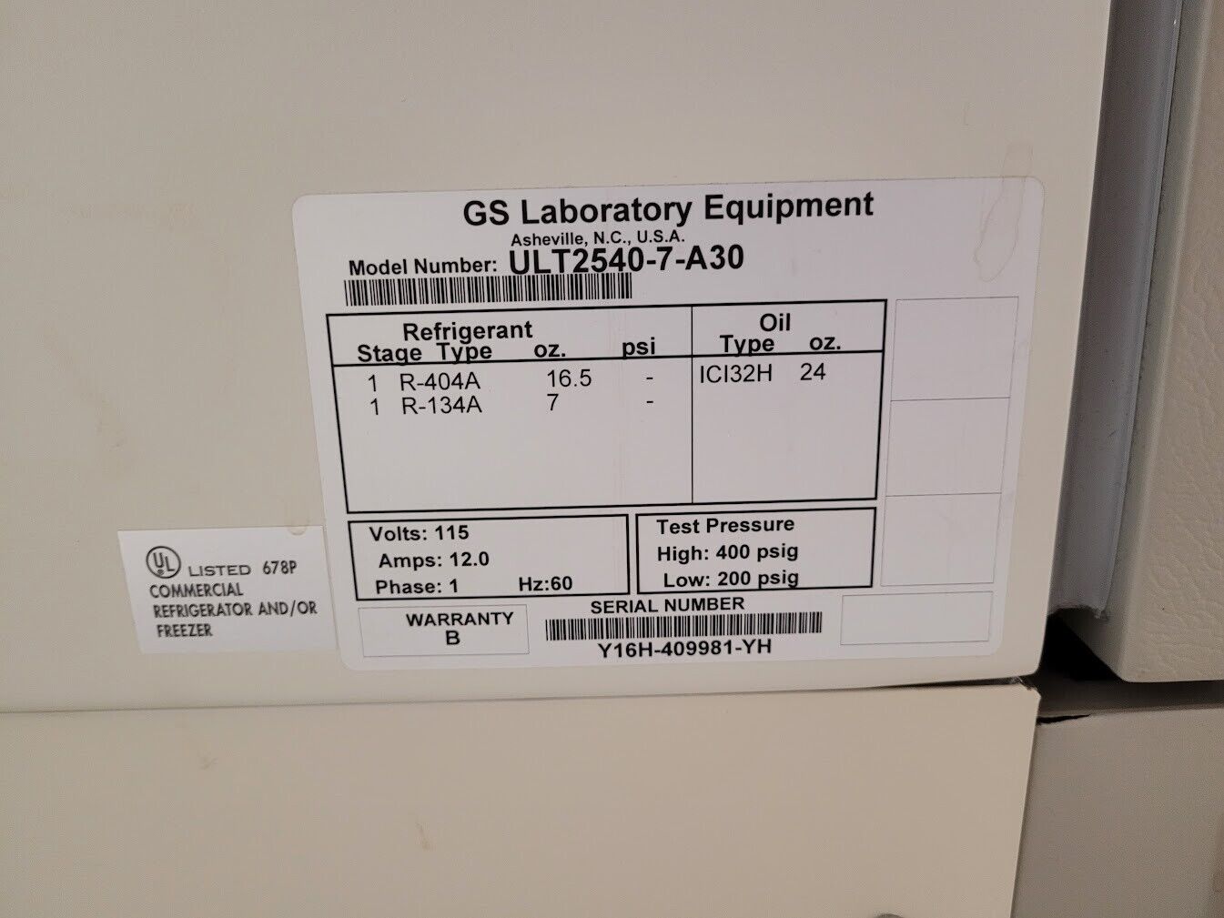 Thermo Scientific Revco ULT 2450-7-A30  ULT Ultra-Low Temperature Freezer -40C
