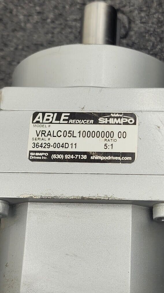 Shimpo Nidec Able Reducer VRALC05L 5:1 Ratio w/ Adapter 16mm Output 19mm Input