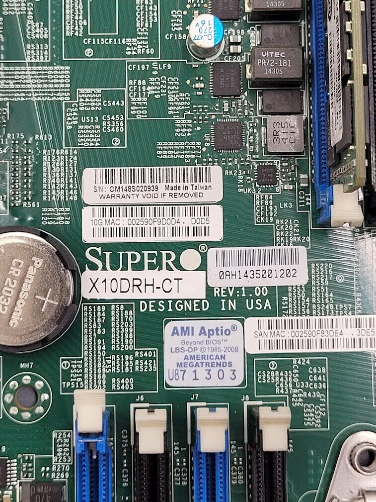 Supermicro X10DRH-CT Dual XEON E5-2620V3 64GB ECC Ram 10GbE E-ATX Motherboard
