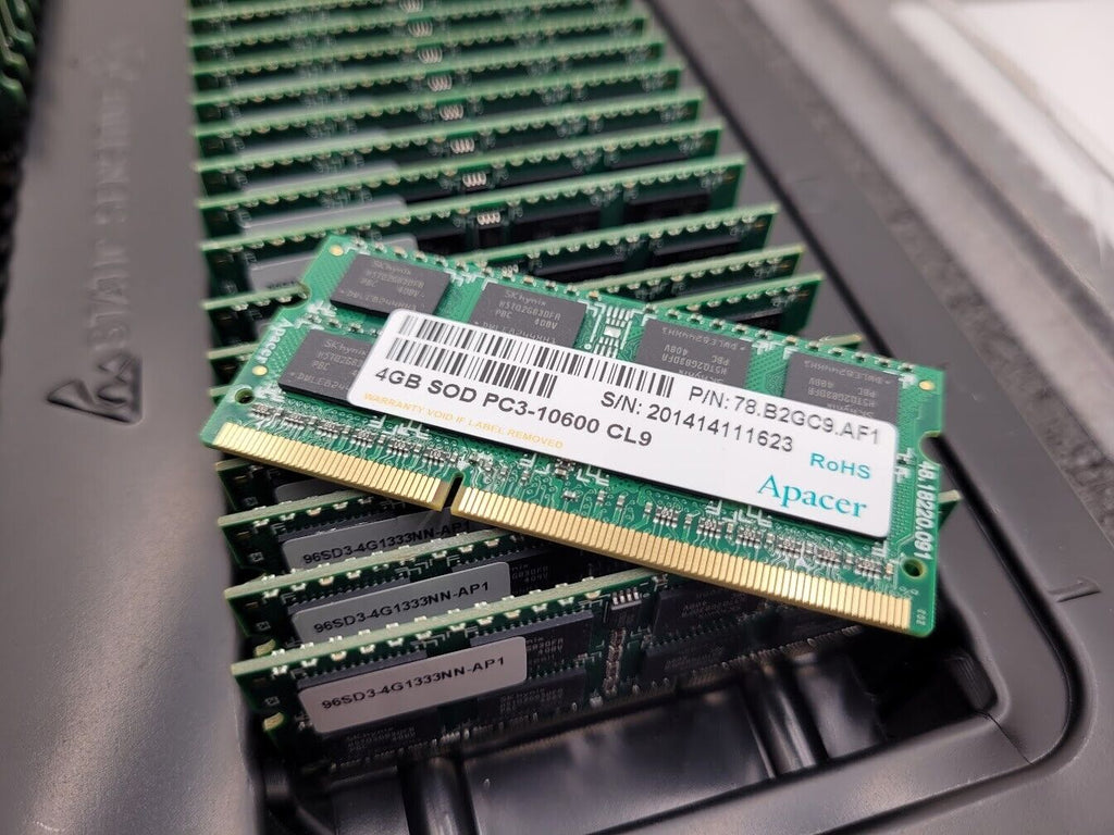 lot of 33 APACER ATECH 4GB SOD PC3-10600 1333MHz CL9 SODIMM Laptop Memory