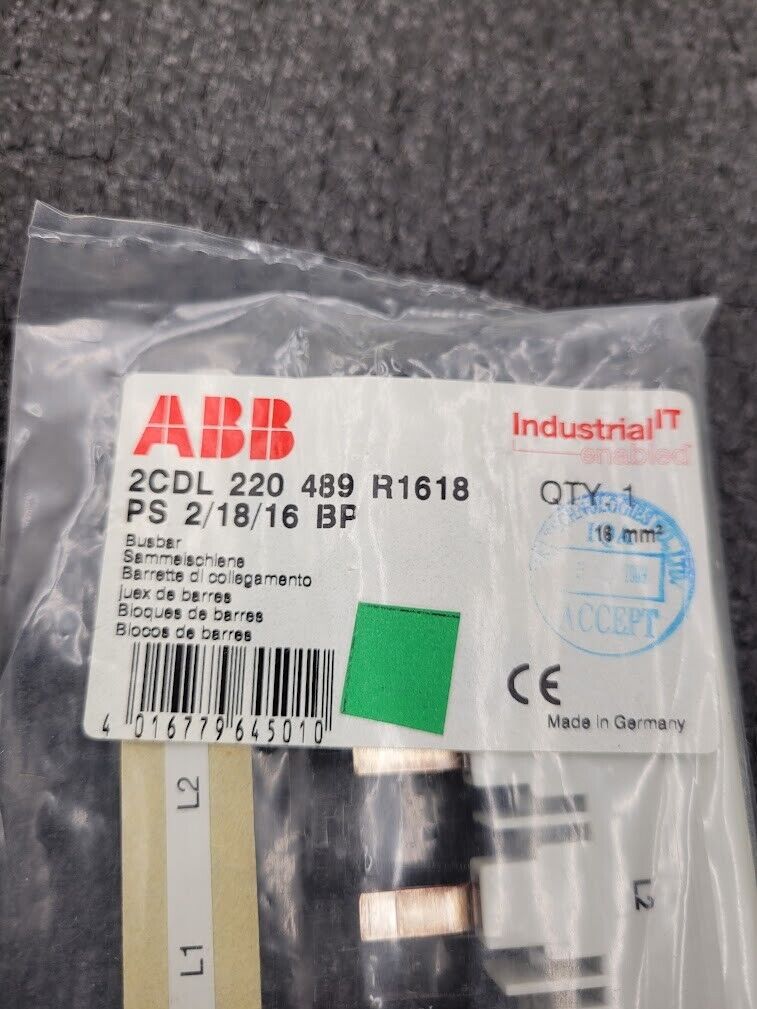 ABB 2CDL220489R1618 Busbar 2-Phase 18-Pole Terminal Block 16mm² PS 2/18/16 BP