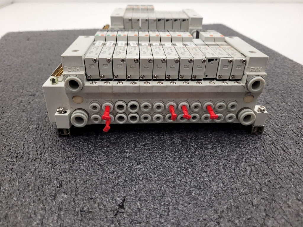 3x SMC Pneumatic Valve Block Solenoid Manifold 24VDC 38 Valves Total Lot D