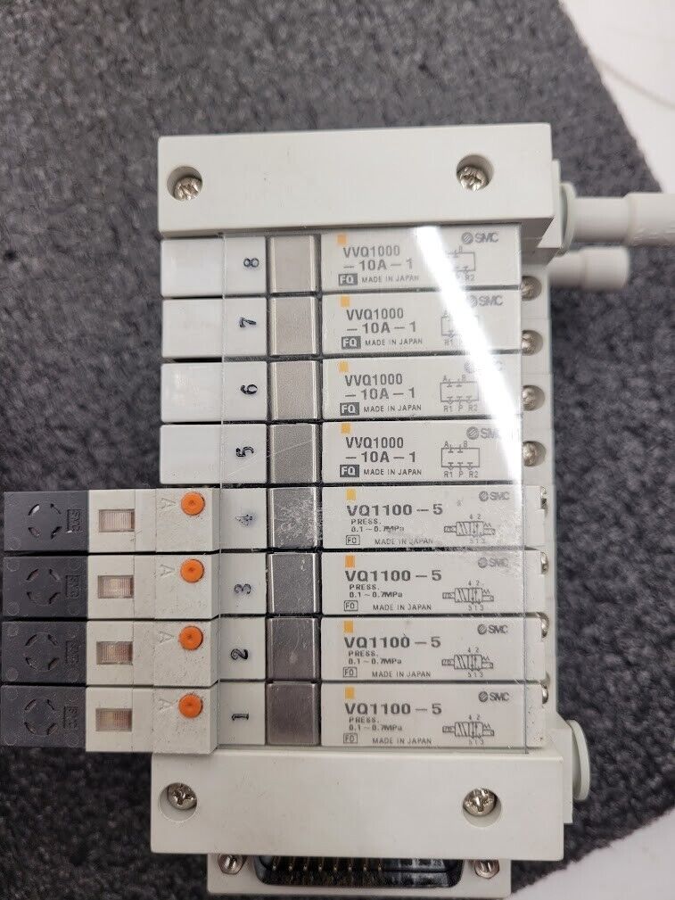 3x SMC Pneumatic Valve Block Solenoid Manifold 24VDC 38 Valves Total Lot D