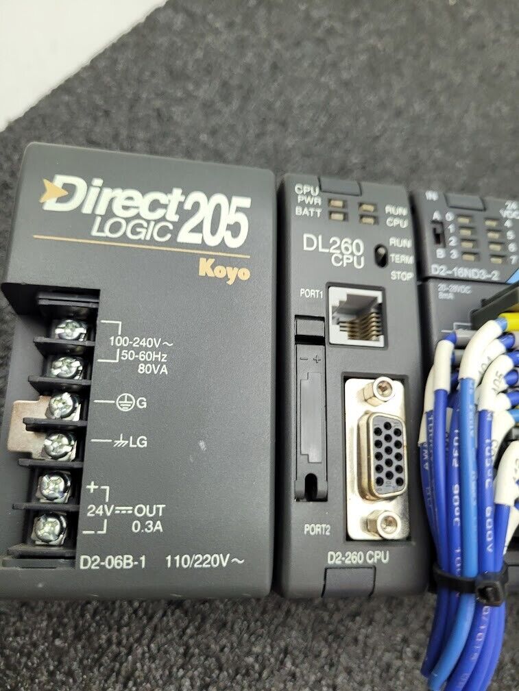 Automation Direct Logic 5 Slot PLC System 205 Koyo DL260 CPU + 4 Modules