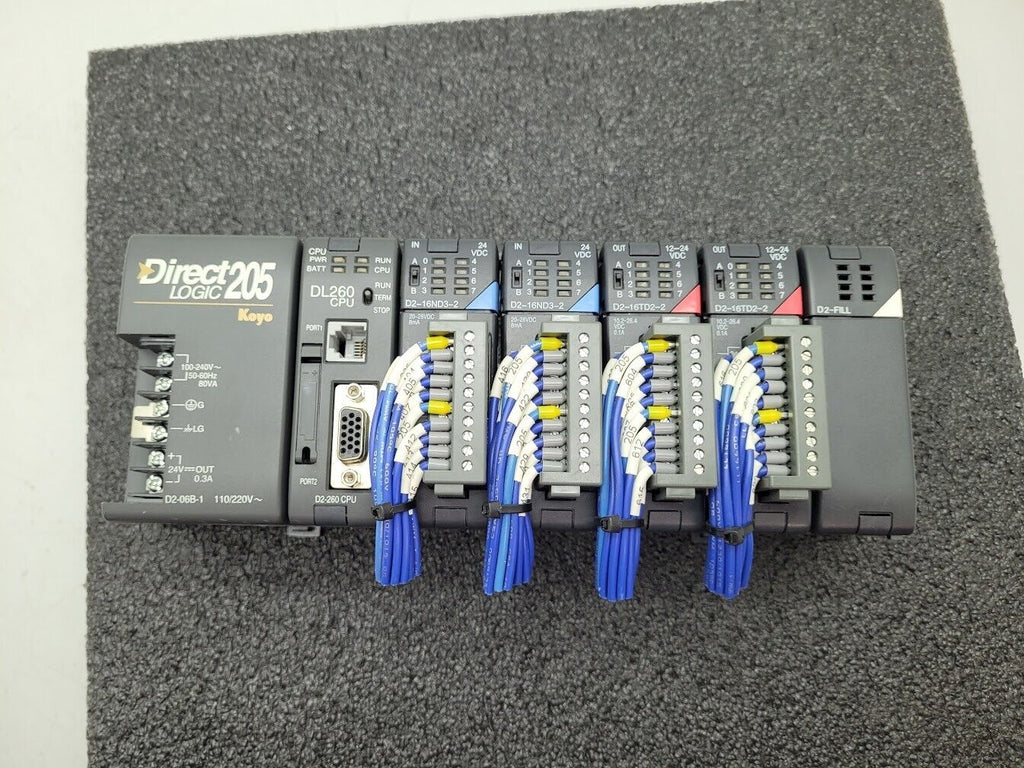Automation Direct Logic 5 Slot PLC System 205 Koyo DL260 CPU + 4 Modules