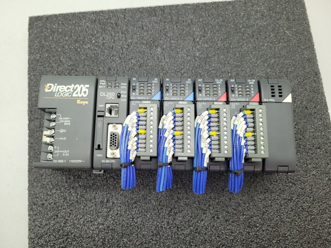 Automation Direct Logic 5 Slot PLC System 205 Koyo DL260 CPU + 4 Modules