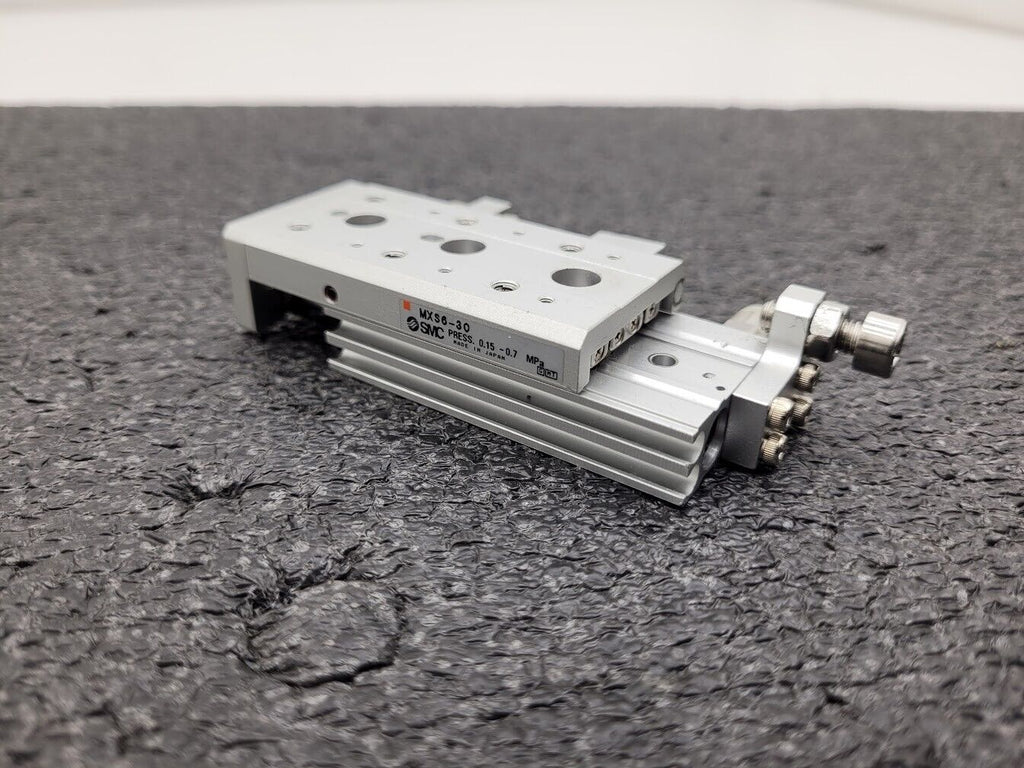 SMC MXS6-30 Pneumatic Cylinder Linear Air Slide Table Actuator w/ Stops