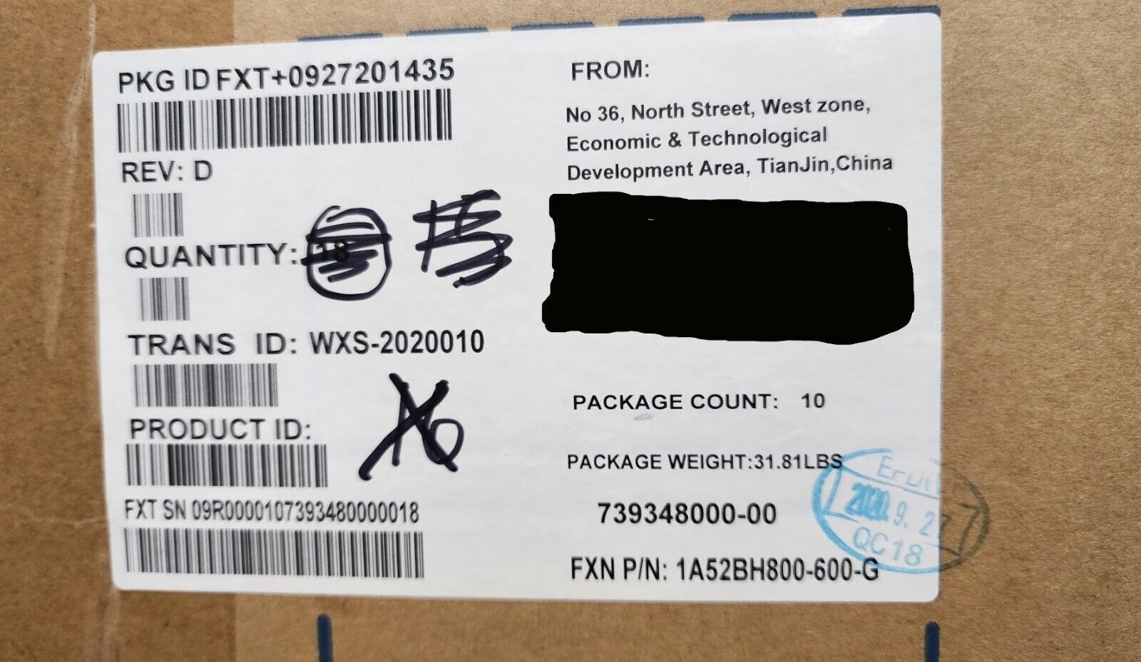 Drive Storage Array Fan Module JBOD 739348000-00 Rev. D EXOS