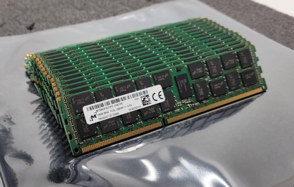 Micron (16GB X16) 256GB PC3L-12800R DDR3 1600MHz ECC REG Server Memory Ram