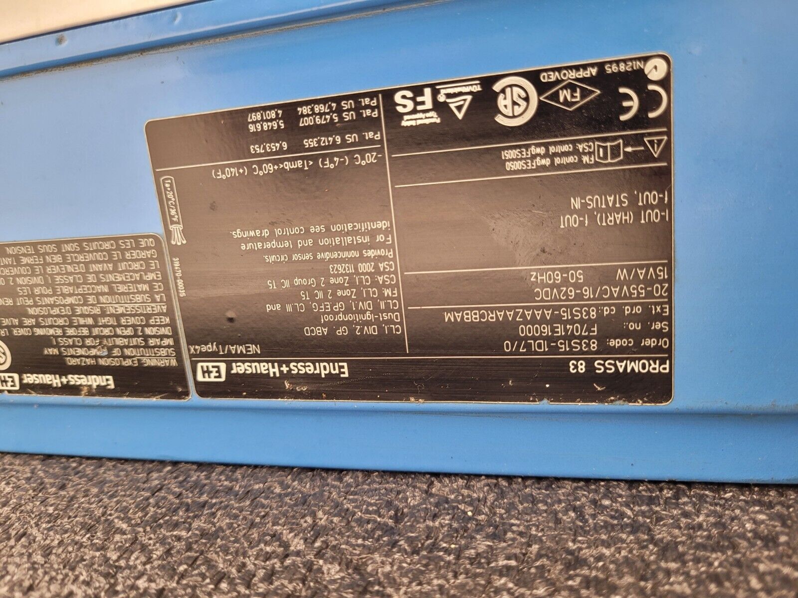 Endress+Hauser PROMASS S Mass Flowmeter 83S15-1DL7/0 Flow Controller +XMTR B