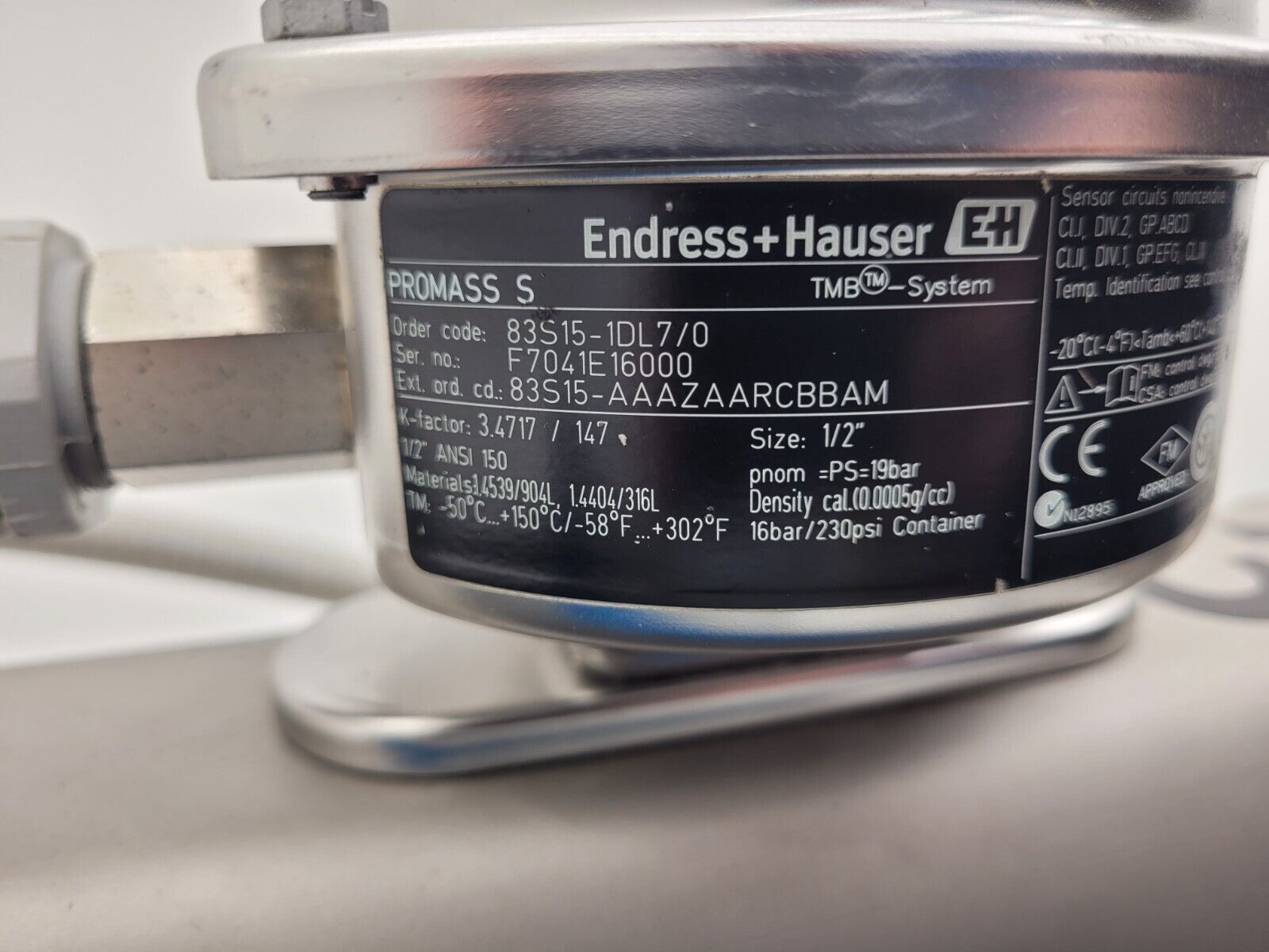 Endress+Hauser PROMASS S Mass Flowmeter 83S15-1DL7/0 Flow Controller +XMTR B