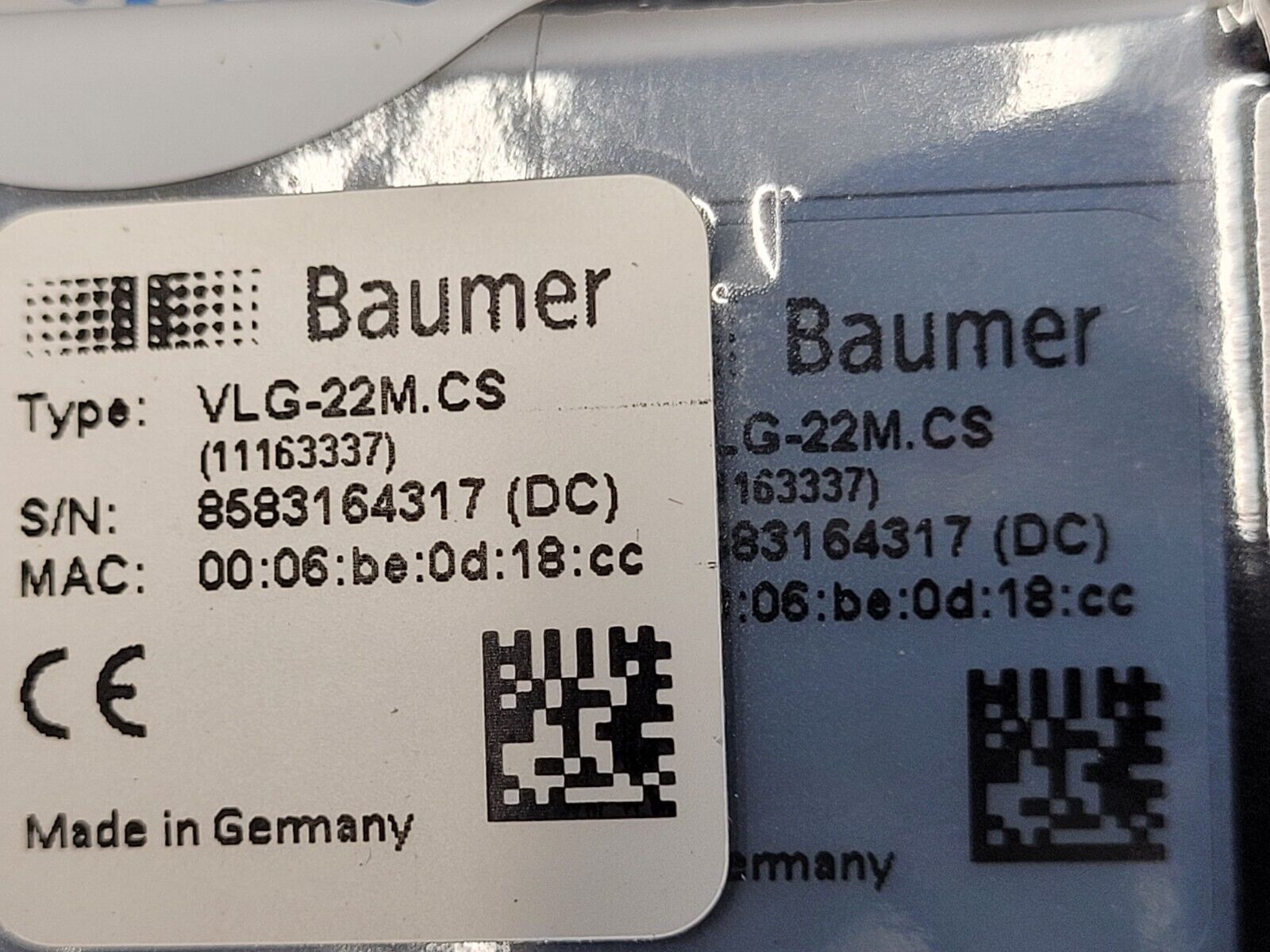 Baumer VLG-22M.CS Industrial Inspection Camera Gig-E 2MP Monochrome 2/3″ CMOS