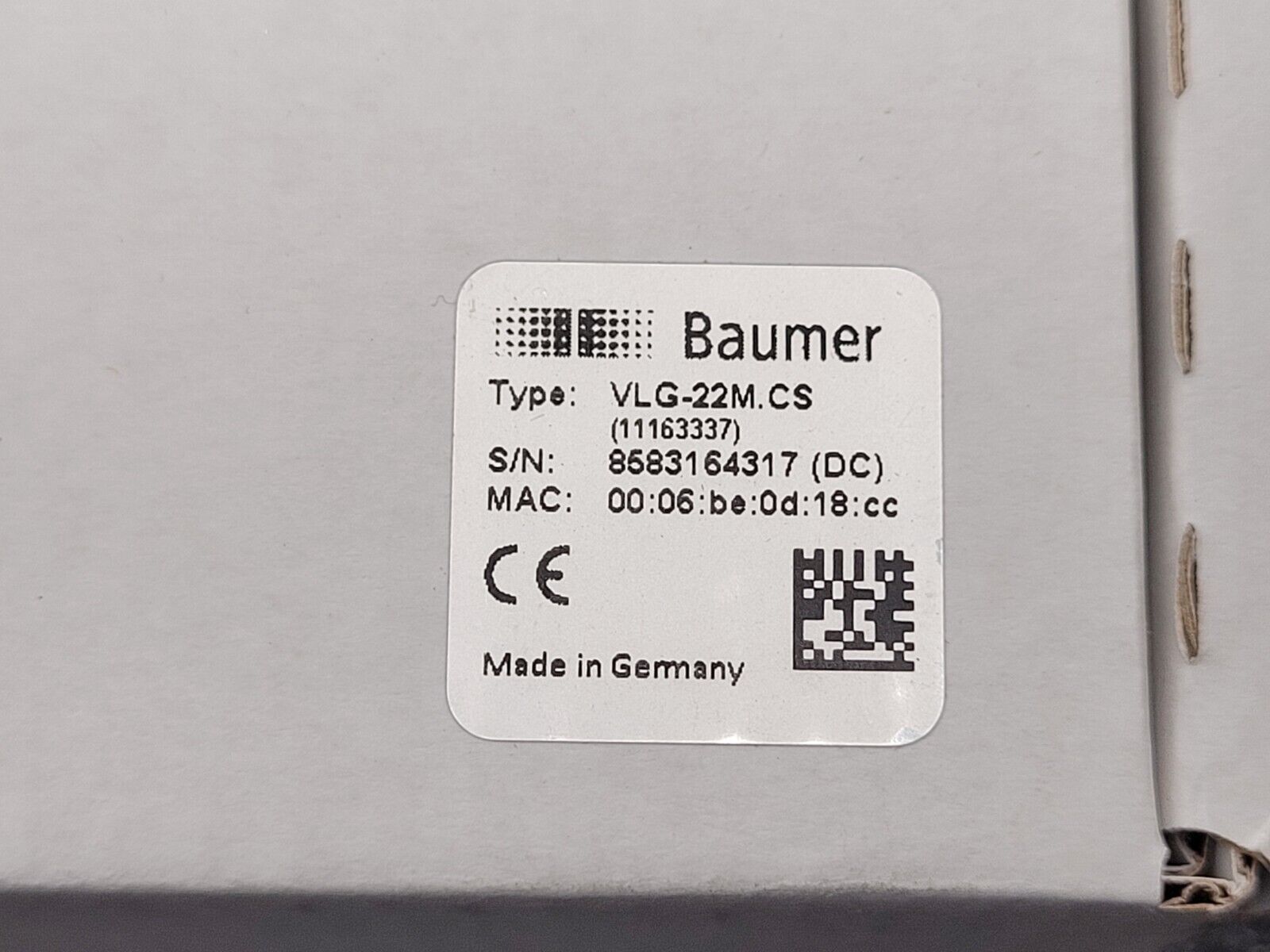 Baumer VLG-22M.CS Industrial Inspection Camera Gig-E 2MP Monochrome 2/3″ CMOS