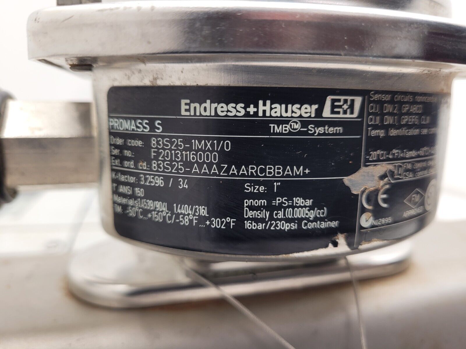 Endress+Hauser PROMASS S Mass Flowmeter 83S25-1MX1/0 Flow Controller +XMTR A