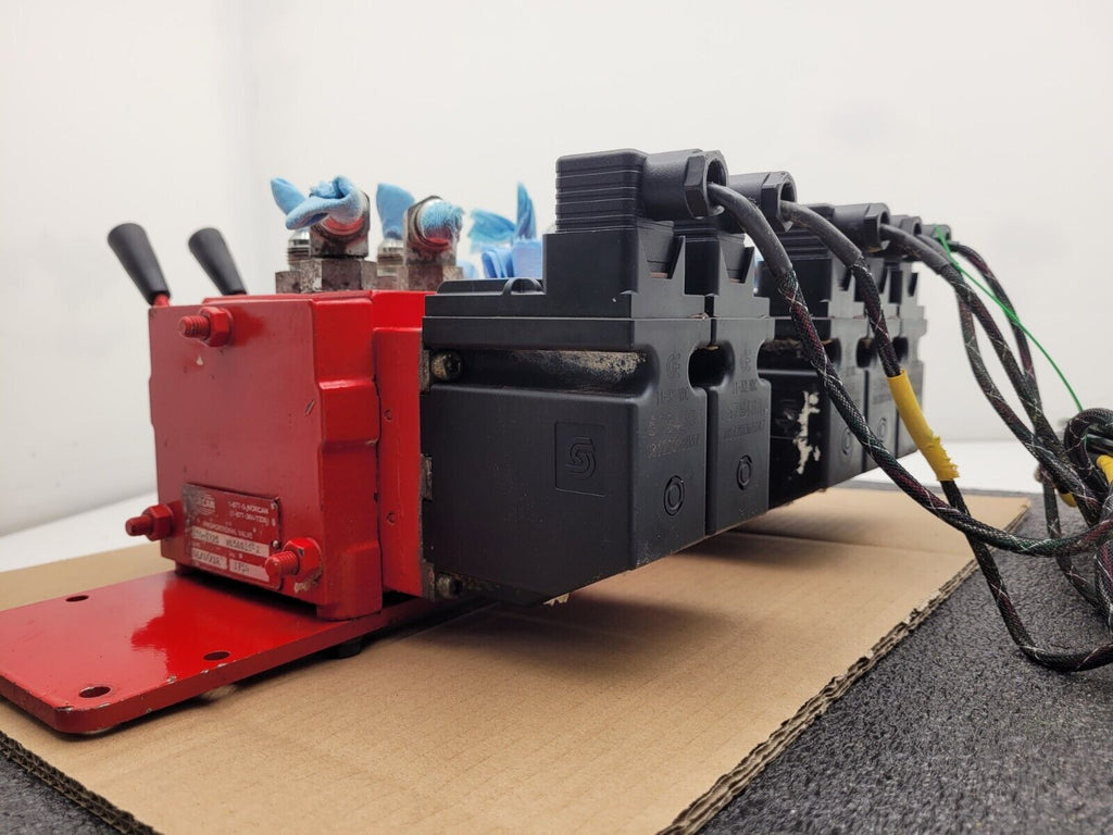 Norcan Proportional 5x Valve Block with Solenoid Controls Manual Lever Override