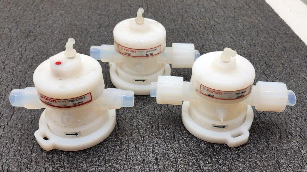 Lot of 3x Furon Pneumatic High Purity Valve UPM2-F812NC-VI 1108537, 2x 1104556