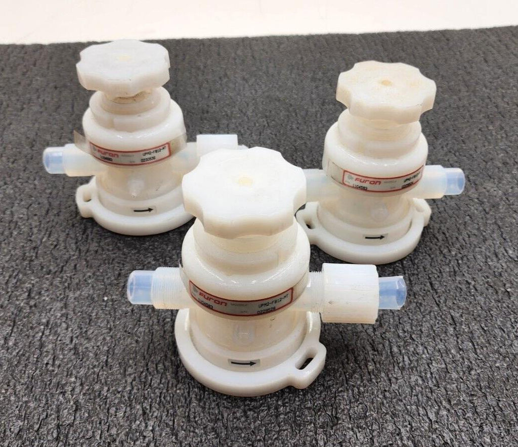 Lot of 3x Furon Pneumatic High Purity Manual Screw Valve UPM2-F812-MT 1104583