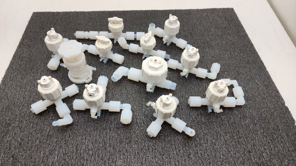 Lot of 12x Furon Pneumatic High Purity Valve, Manual Valve 2 Way 3 Way On/Off