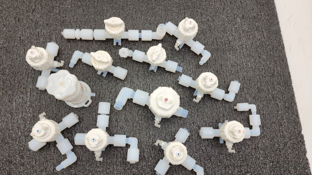 Lot of 12x Furon Pneumatic High Purity Valve, Manual Valve 2 Way 3 Way On/Off
