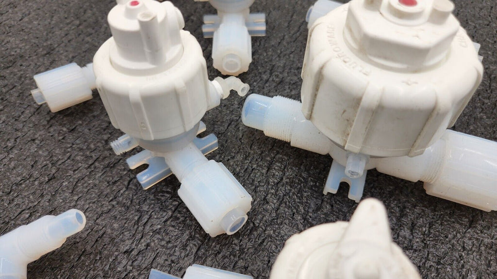 Lot of 12x Furon Pneumatic High Purity Valve, Manual Valve 2 Way 3 Way On/Off