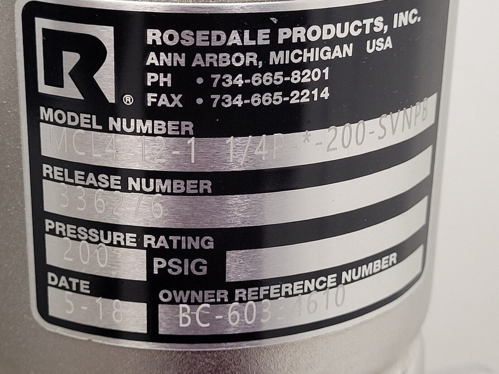 Rosedale Stainless Steel SS Filter MCL4-12-1-1/4P-*-200-SVNPB Strainer 200PSI